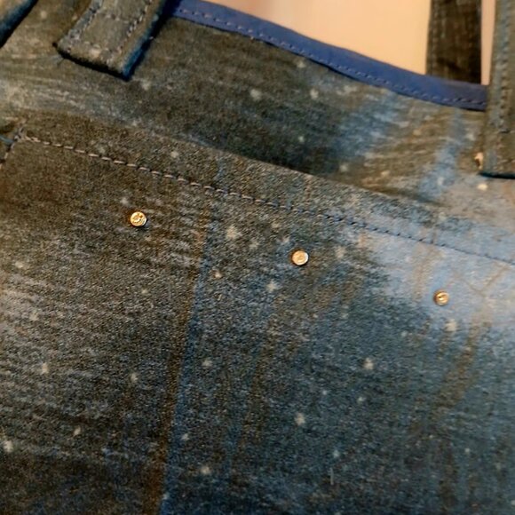 New Galaxy Stars print Shoulder Bag Purse denim Blue Double handle Western Gems - Picture 3 of 7